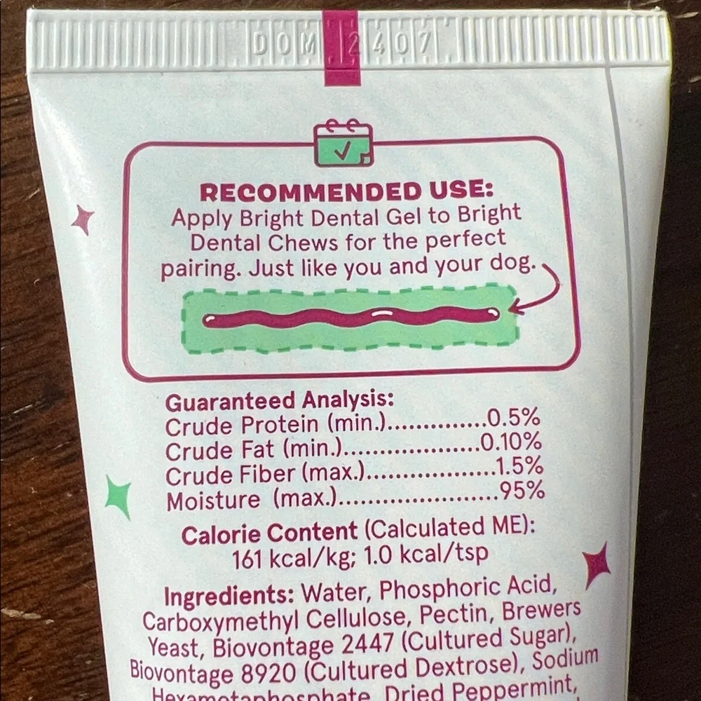 Bark Bright Dental Gel for Dogs Berry Mint Flavor Tube NWOT